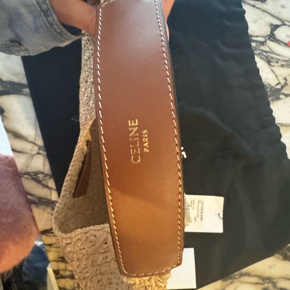 Celine brand new raffia and calfskin hobo bag - Picture 4 of 8